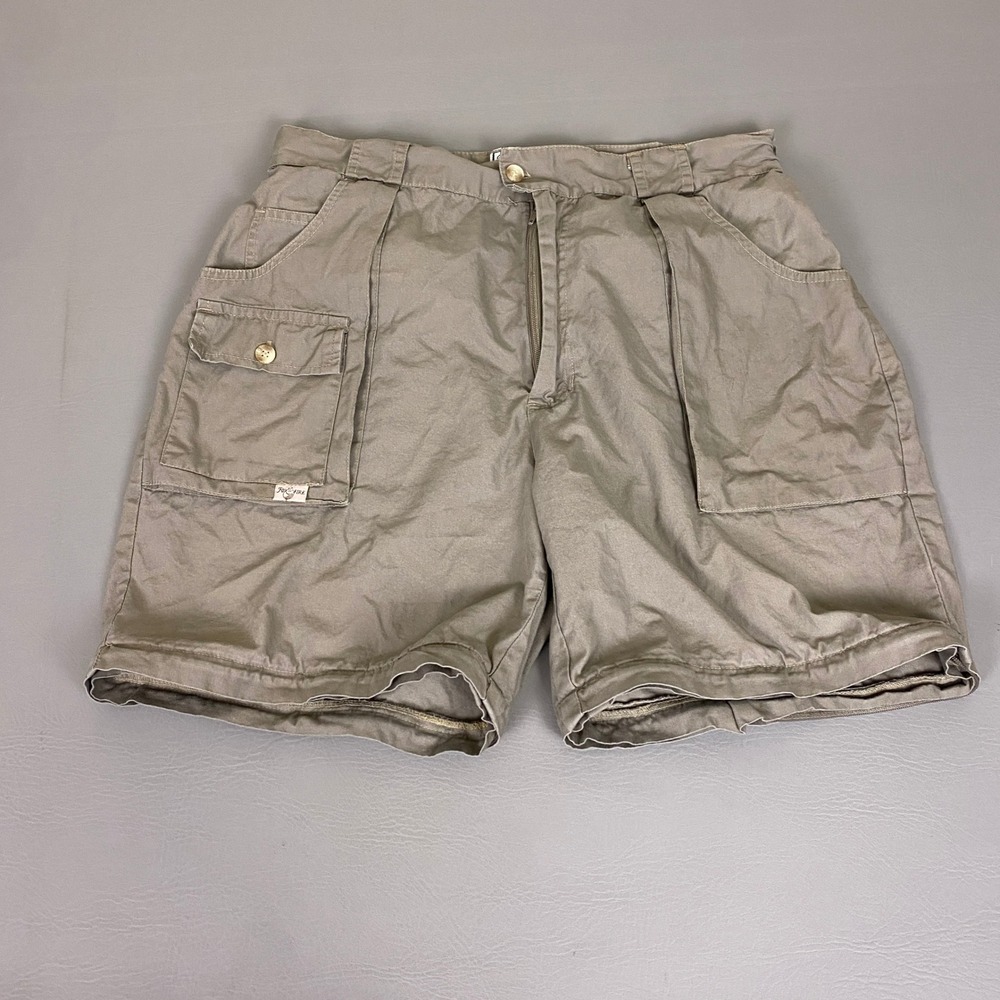 Foxfire  Cargo Shorts Mens 36‎ Pleated Khaki Gray Cotton Safari Utility Gorpcore